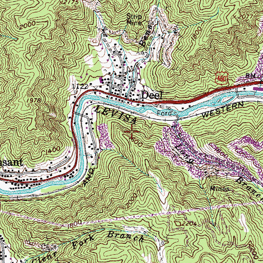 Topographic Map of Bens Branch, VA