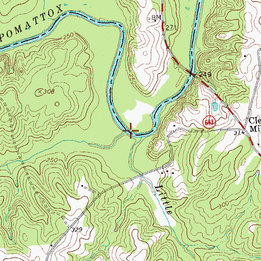 Topographic Map of Bent Creek, VA