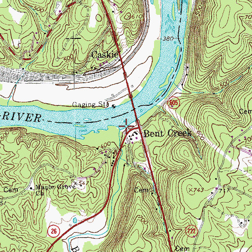 Topographic Map of Bent Creek, VA