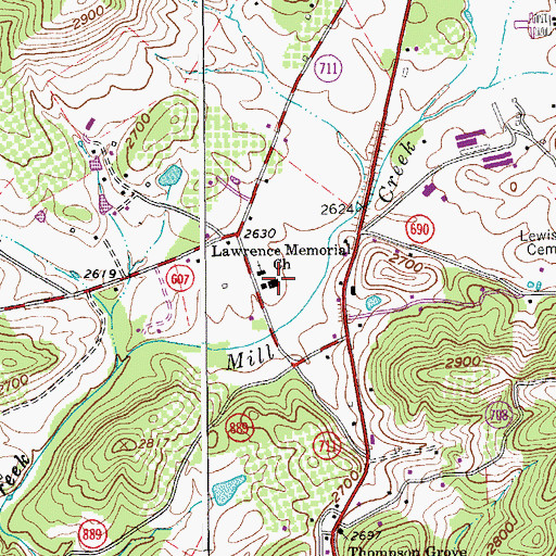Topographic Map of Bent Mountain School, VA