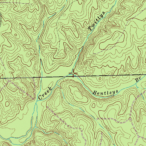 Topographic Map of Bentleys Branch, VA