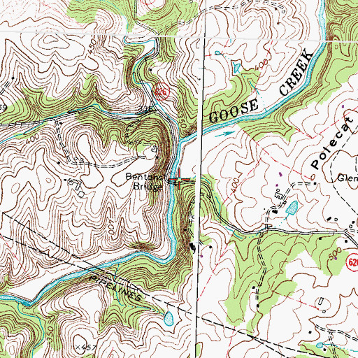 Topographic Map of Bentons Bridge, VA