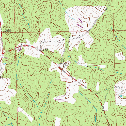 Topographic Map of Central Church (historical), AL