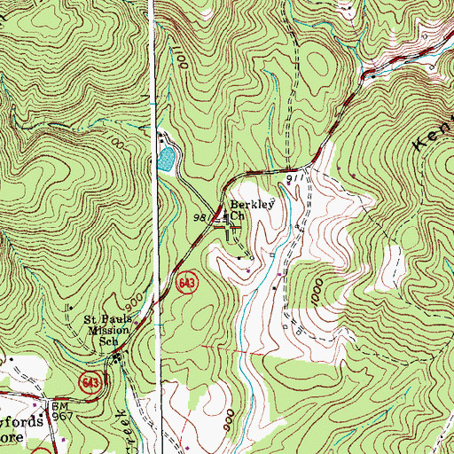 Topographic Map of Berkley Church, VA