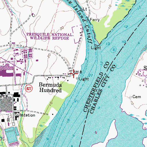 Topographic Map of Bermuda Hundred, VA