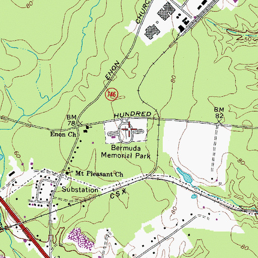Topographic Map of Bermuda Memorial Park, VA