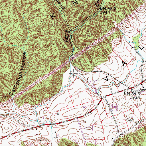 Topographic Map of Berrys Creek, VA