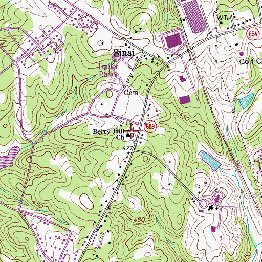 Topographic Map of Berry Hill Church, VA