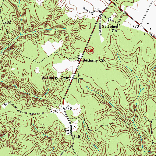 Topographic Map of Bethany Cemetery, VA