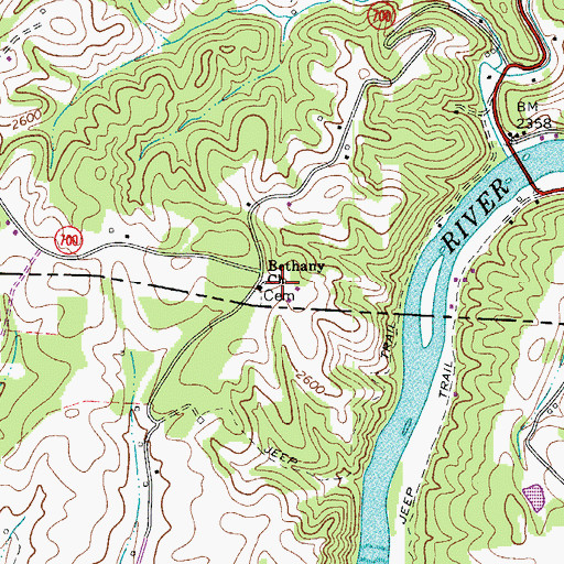 Topographic Map of Bethany Church, VA