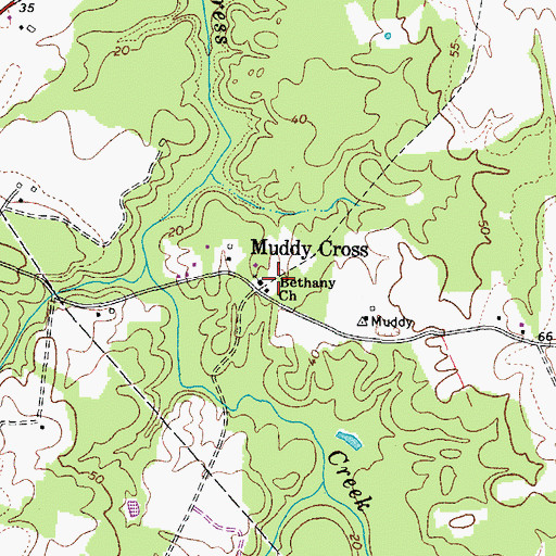 Topographic Map of Bethany Church, VA