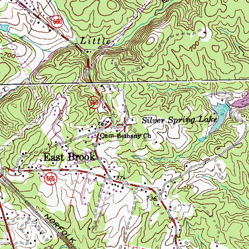 Topographic Map of Bethany Church, VA