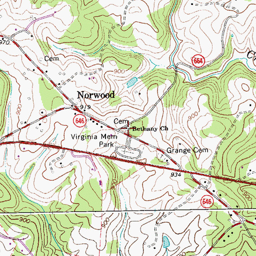 Topographic Map of Bethany Church, VA