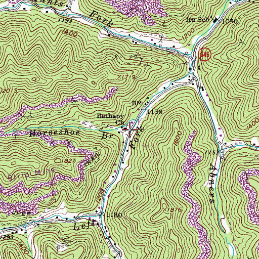 Topographic Map of Bethany Church, VA