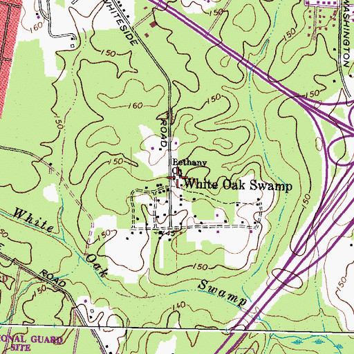 Topographic Map of Bethany Church, VA