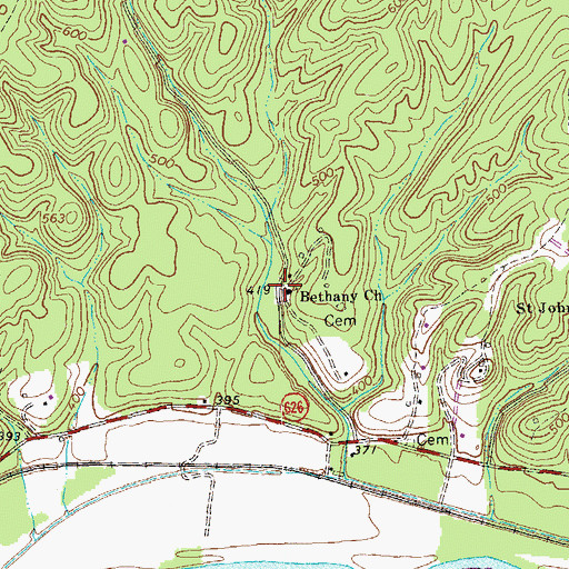 Topographic Map of Bethany Church, VA