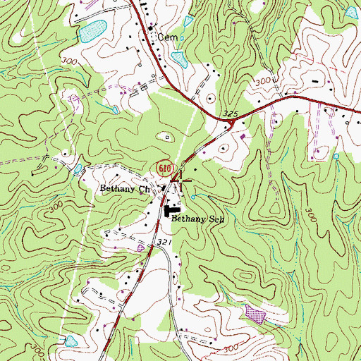 Topographic Map of Bethany Church, VA