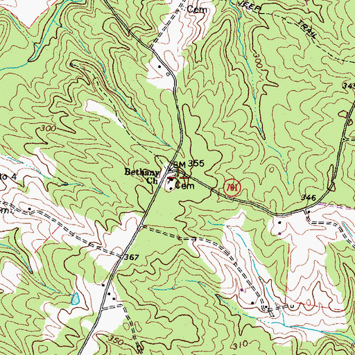 Topographic Map of Bethany Church, VA