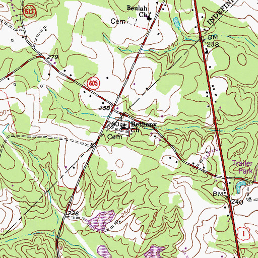 Topographic Map of Bethany Church, VA