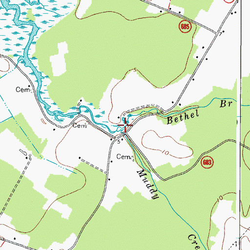 Topographic Map of Bethel Branch, VA
