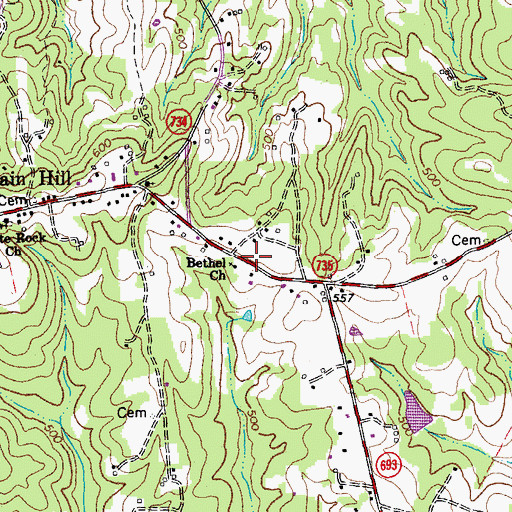 Topographic Map of Bethel Church, VA