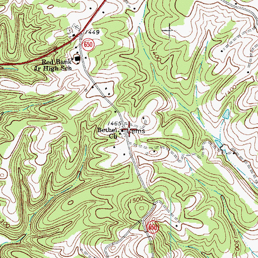 Topographic Map of Bethel Church, VA