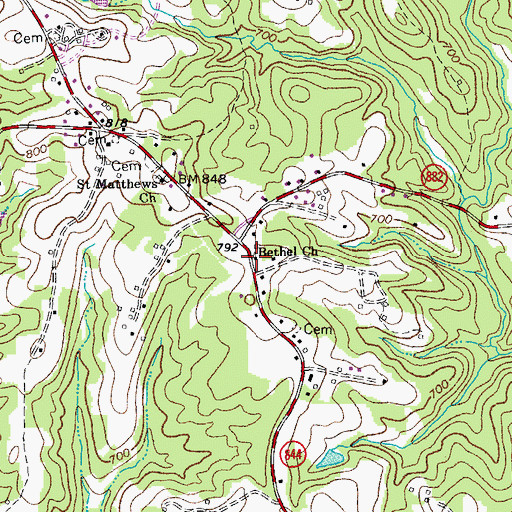 Topographic Map of Bethel Church, VA