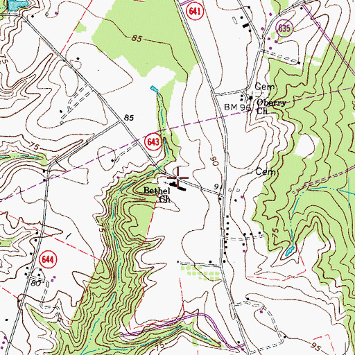 Topographic Map of Bethel Church, VA