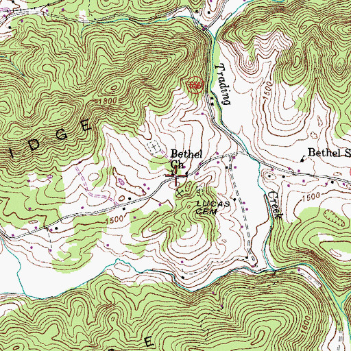 Topographic Map of Bethel Church, VA