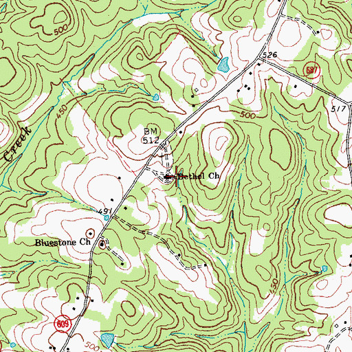 Topographic Map of Bethel Baptist Church, VA