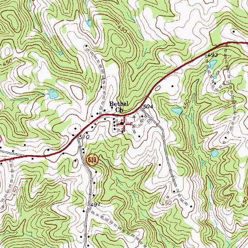 Topographic Map of Bethel Church, VA