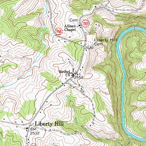 Topographic Map of Bethel Church, VA
