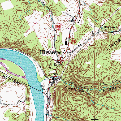Topographic Map of Bethel Church, VA