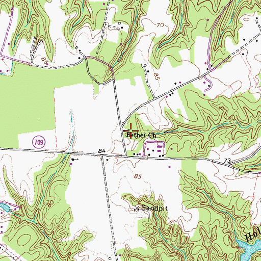 Topographic Map of Bethel Church, VA