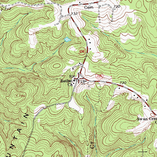 Topographic Map of Bethel Church, VA