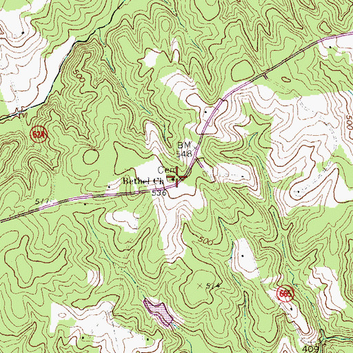 Topographic Map of Bethel Church, VA