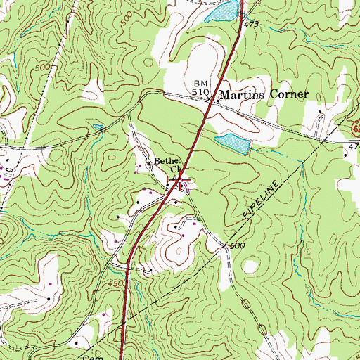 Topographic Map of Bethel Church, VA