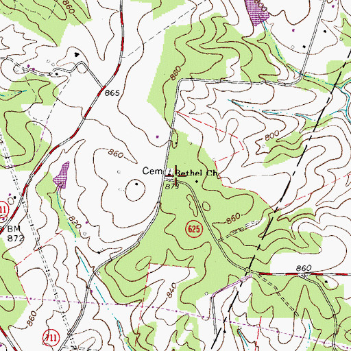 Topographic Map of Bethel Church, VA