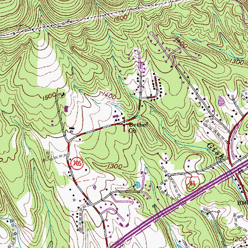 Topographic Map of Bethel Church, VA
