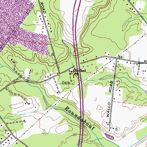 Topographic Map of Bethel Church, VA