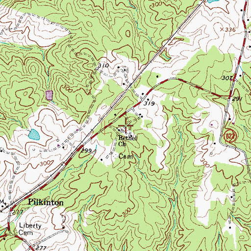 Topographic Map of Bethel Church, VA