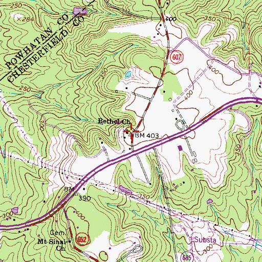 Topographic Map of Bethel Church, VA