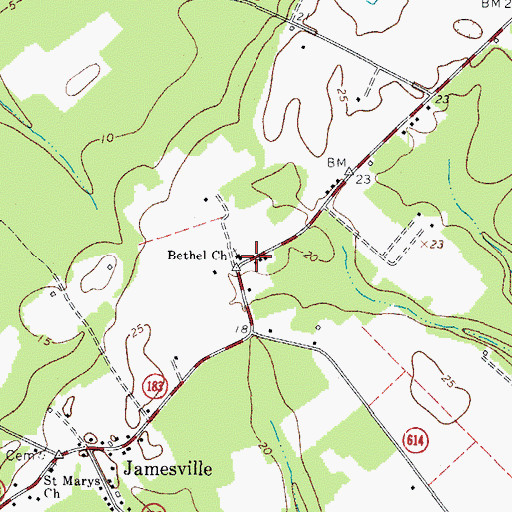 Topographic Map of Bethel Church, VA