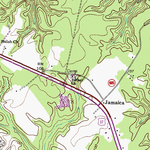 Topographic Map of Bethel Church, VA