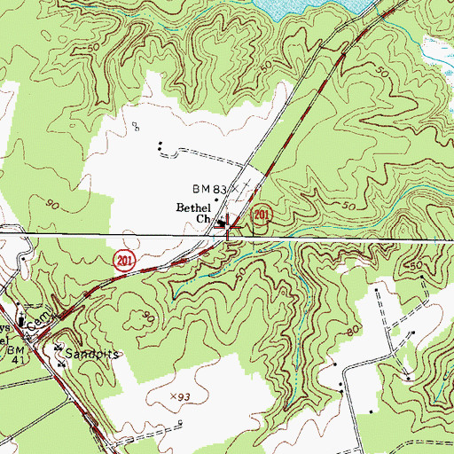 Topographic Map of Bethel Church, VA