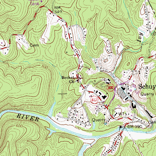 Topographic Map of Bethel Church, VA