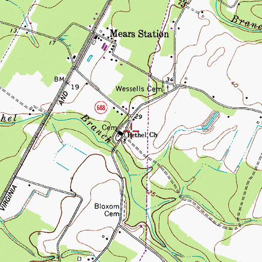 Topographic Map of Bethel Church, VA