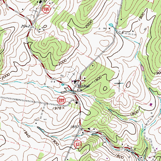 Topographic Map of Bethel Church, VA
