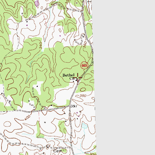 Topographic Map of Bethel Church, VA