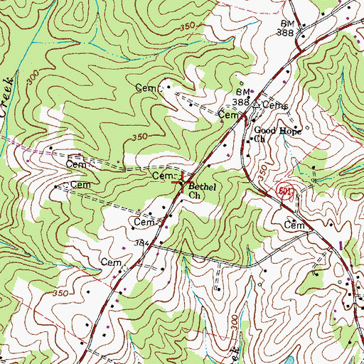 Topographic Map of Bethel Church, VA